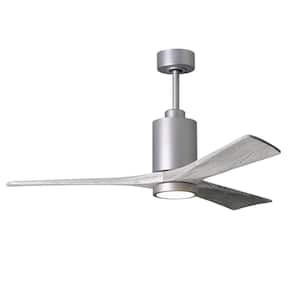 Patricia 52 in. LED Indoor/Outdoor Damp Brushed Nickel Ceiling Fan with Light with Remote Control, Wall Control