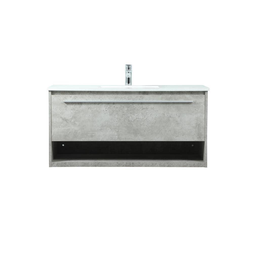 Timeless Home 40 in. W Single Bath Vanity in Concrete Grey with Engineered 