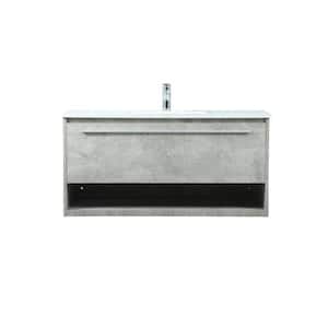 Timeless Home 40 in. W Single Bath Vanity in Concrete Grey with Engineered Stone Vanity Top in Ivory with White Basin