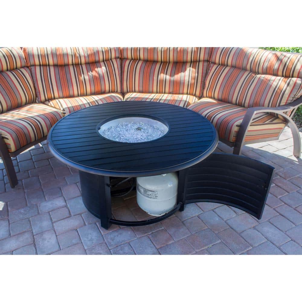 Round Black Aluminum Gas Fire Pit Table