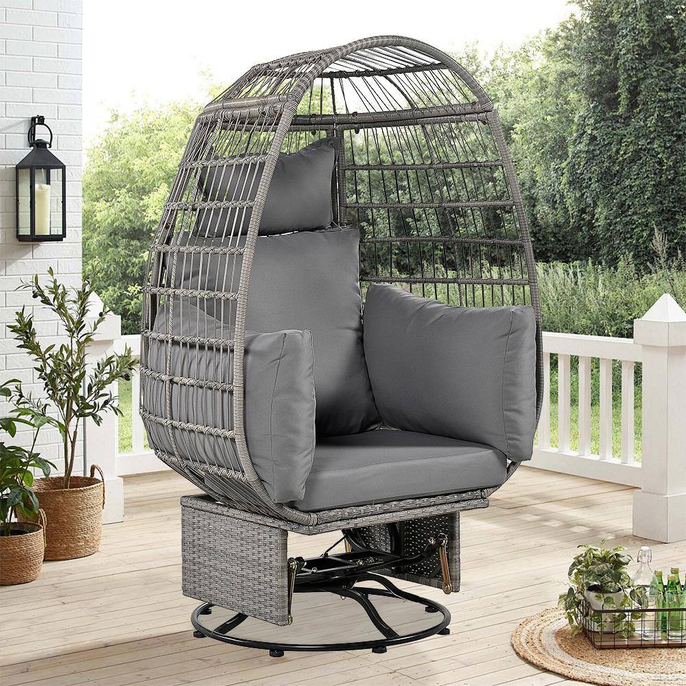 Grey Wicker Outdoor Rocking Chair Rattan Egg Chair with Grey Cushions and Rocking Function price history on PriceWatchPro