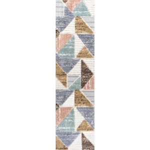 Aileen Multi 2 ft. x 8 ft. Geometric Scandi Colorblock Carved Runner Rug