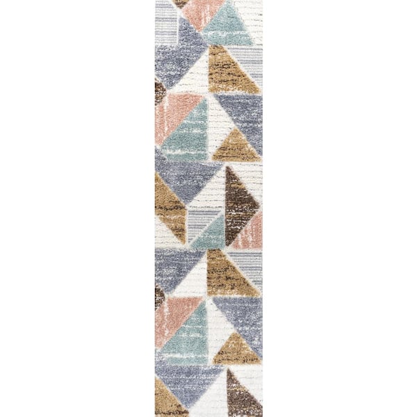 Aileen Multi 2 ft. x 8 ft. Geometric Scandi Colorblock Carved Runner Rug