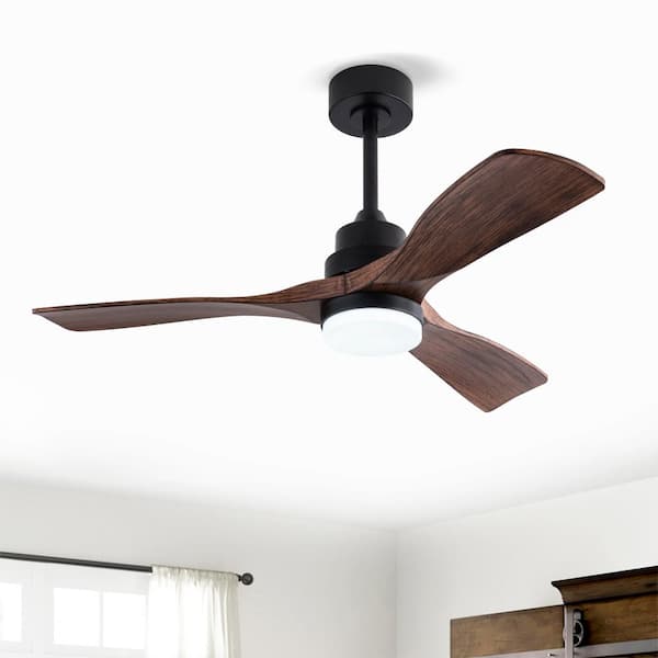 42 in. Black Reversible Quiet DC Motor Downrod Mount Standard Fan with Remote Control Dimmable 6 Wind Speed