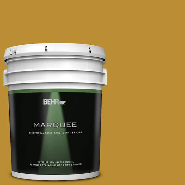 BEHR MARQUEE 5 gal. #360D-7 Brown Mustard Semi-Gloss Enamel Exterior Paint & Primer