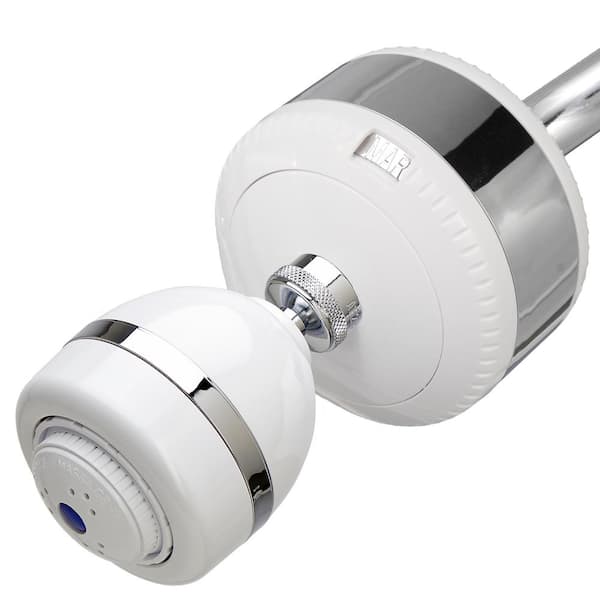 Sprite Showers Slim-Line 2 Shower Water Filtration System with Shower Head in White with Chrome Trim
