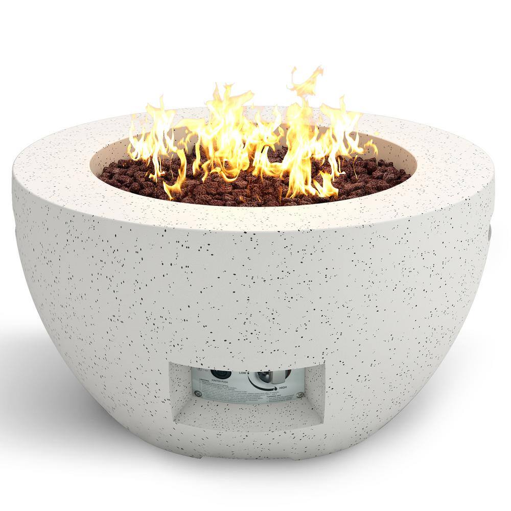 25" Light Gray Concrete and Metal Propane Gas Fire Pit Table