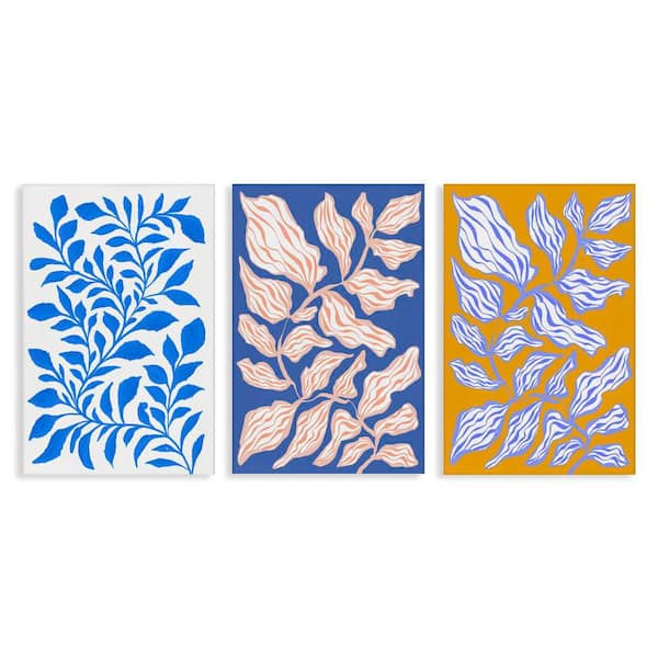 Stupell Industries Boho Leaf Patterns by Martina Pavlova 3 Pieces Unframed Nature Graphic Art Print 24 in. x 16 in.