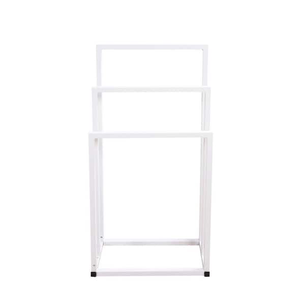 Metal Freestanding 3-Bar Towel Rack in Matte White, Metal Freestanding