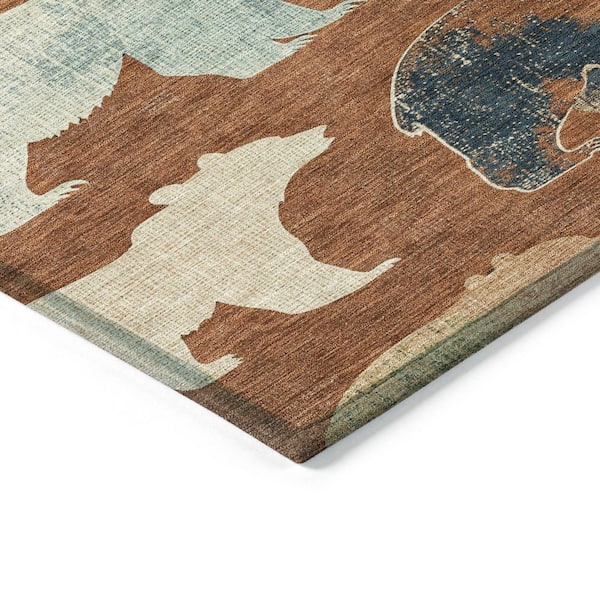 Chantille Machine Washable Indoor/Outdoor Abstract ACN2338 Paprika 8 ft. x 10 ft. Area Rug