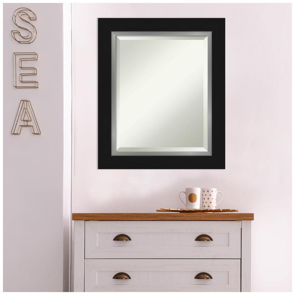 Eva Black Silver Rectangular Wall Mirror with Polystyrene Frame
