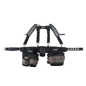 2 Bag Professional High Visibility Contractor's Suspension Rig Work Tool Belt with Suspenders