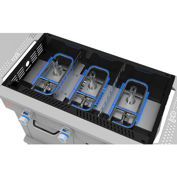 LOCO - Series II 36 in. 3-Burner Digital Propane SmartTemp Flat Top Grill / Griddle in Chalk Finish with Enclosed Cart and Hood