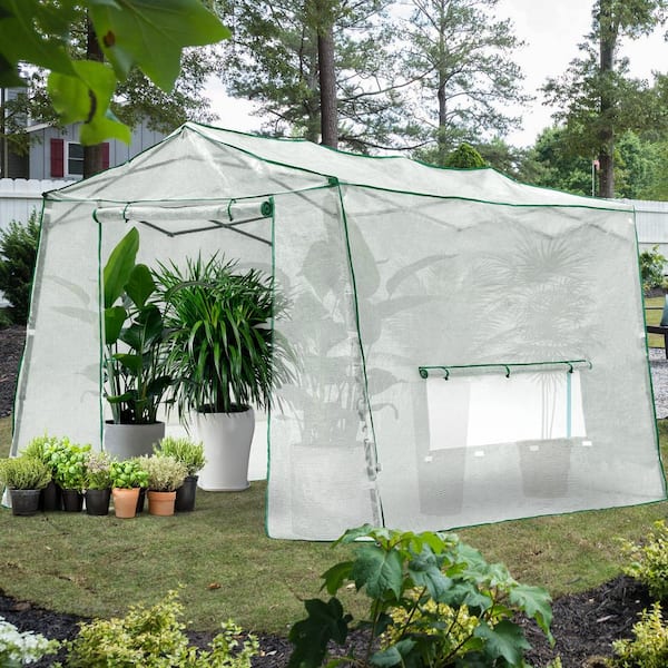 Gardenbee 11 ft. x 8.5 ft. Clear Pop-Up Walk-in Greenhouse with Roll-Up Windows and Zippered Door
