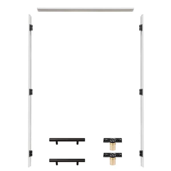 72 in. x 80 in. Primed Wood Knock Down Door Frame 3-Piece+Weatherseal Universal-Hand Reversible for French Door