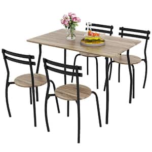 5-Piece MDF Top Metal Rectangle 16.5 in. Outdoor Dining Set