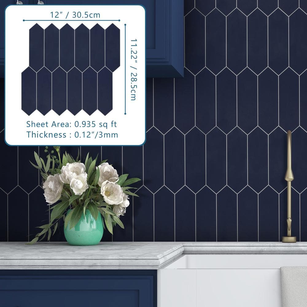 Navy Blue Hexagonal Peel and Stick Mosaic Tile Sheet