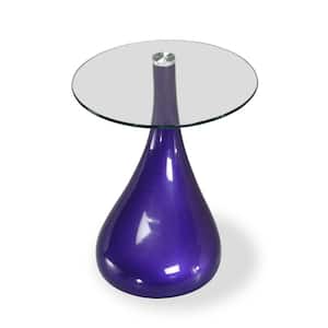 Lava 19.7 in. Purple Round Glass Top Accent End Table