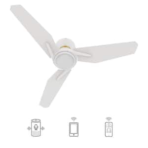 Tilbury 52 in. Integrated LED Indoor/Outdoor White Smart Ceiling Fan with Light and Remote, Works with Alexa/Google Home