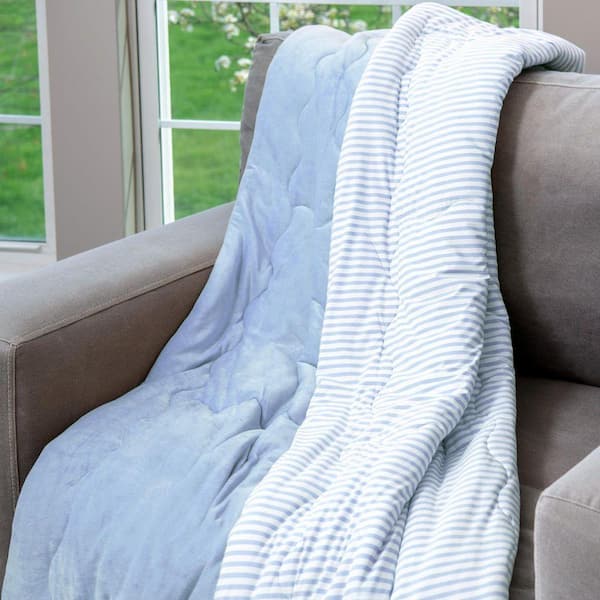 HGTV Cooling Light Blue Stripe Throw Blanket