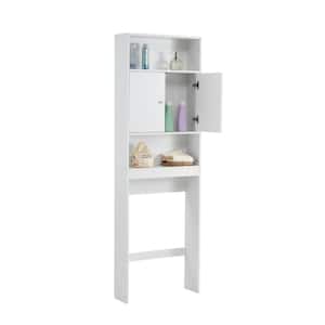 7.87 in. W x 76.77 in. H x 24.8 in. D White Over The Toilet Storage Shelf Bathroom Space Saver with 3-Shelves