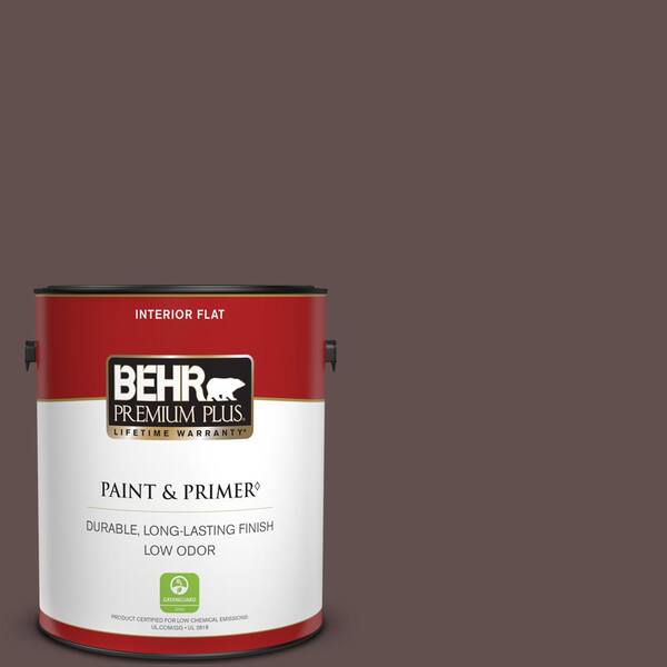 BEHR PREMIUM PLUS 1 gal. #720B-7 Spanish Raisin Flat Low Odor Interior Paint & Primer