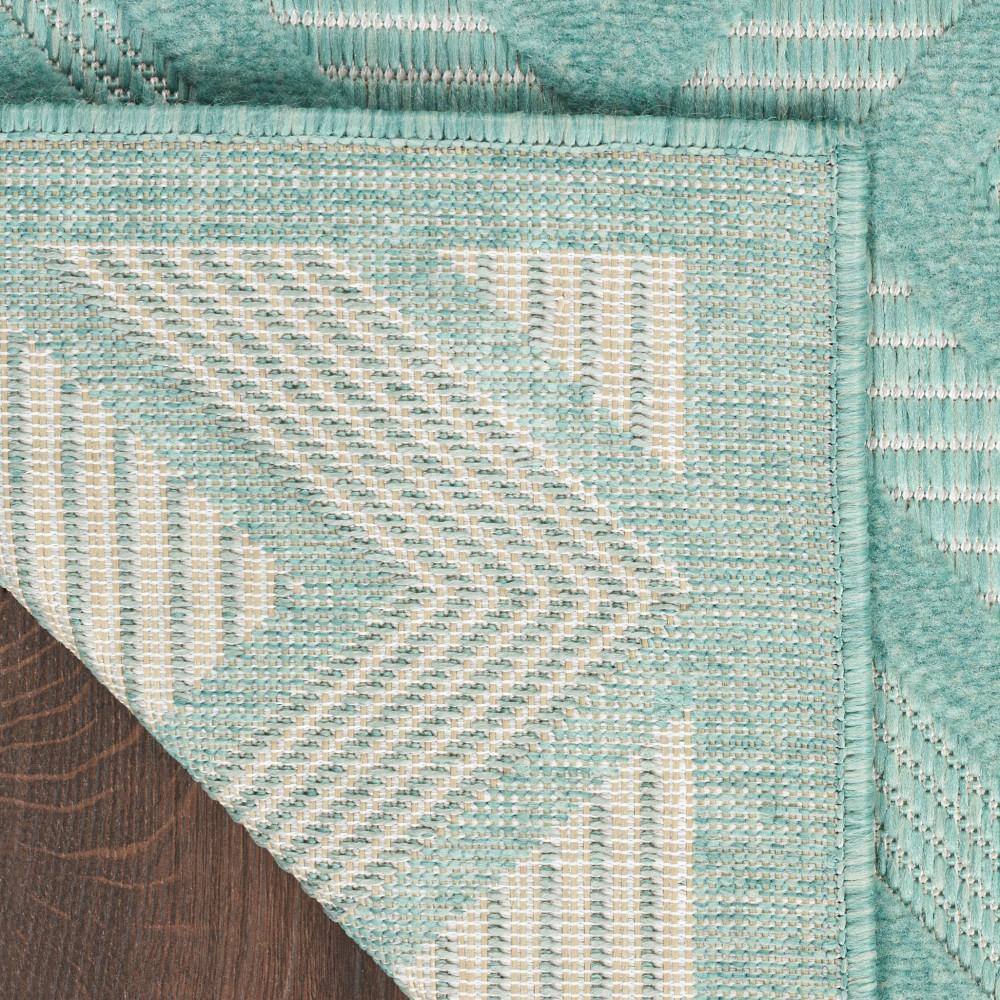 Aqua Teal Diamond 5' x 7' Easy-Care Synthetic Outdoor Rug