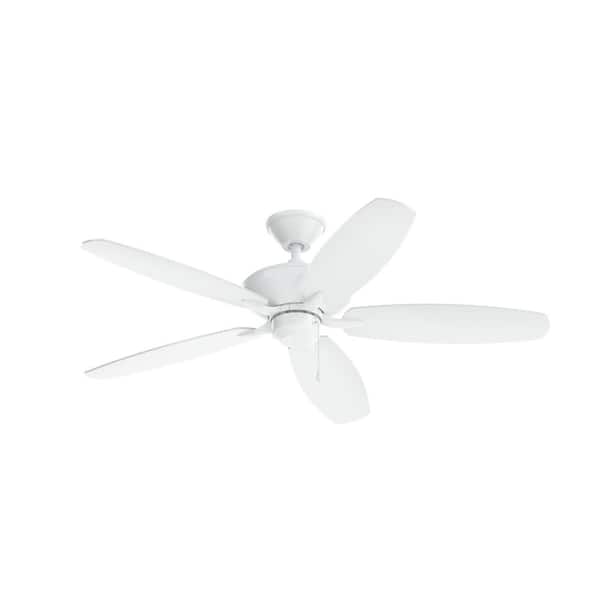 KICHLER Renew 52 in. Indoor Matte White Dual Mount Ceiling Fan with Pull Chain for Bedrooms or Living Rooms