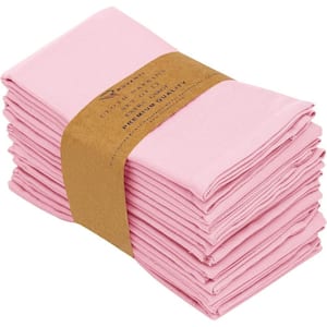 18 in. x 18 in. Pink Cotton Blend Table Cloth Napkin, Set of 12