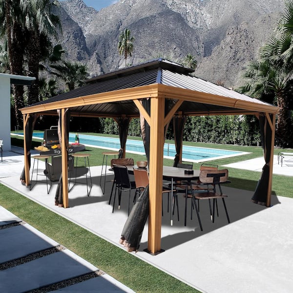 KOZYARD Apollo 12 ft. x 18 ft. Wood Like Aluminum Hardtop Gazebo