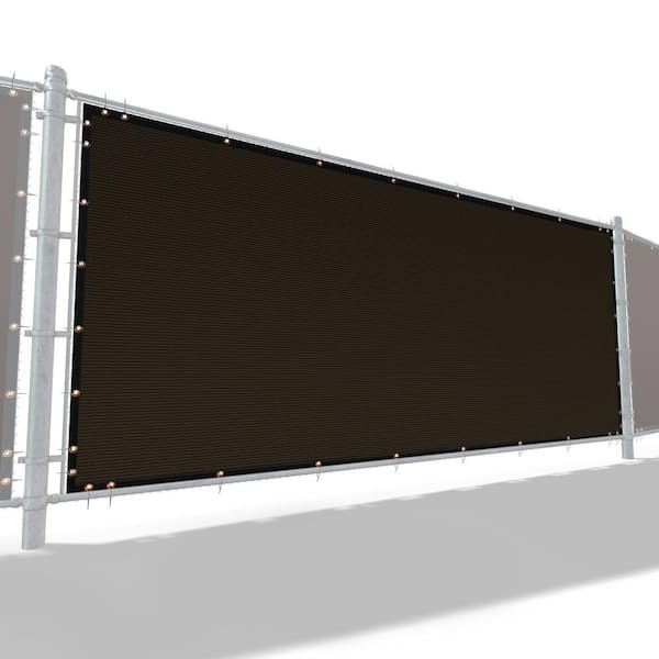 ROYAL SHADE 46 in. x 10 ft. Brown Mesh Fabric Privacy Fence Screen with Perimeter Stitched Edges and Grommets, Zip Ties Included