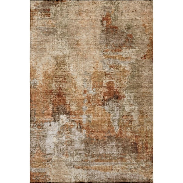 Mayfield Premium Machine Washable Abstract AMF2300 Copper 10 ft. x 14 ft. Area Rug