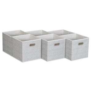 11 in. H x 11 in. W x 11 in. D White and Gray Mix Cube Storage Bin