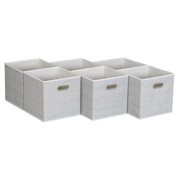 HOUSEHOLD ESSENTIALS 11 in. H x 11 in. W x 11 in. D White and Gray Mix Cube Storage Bin