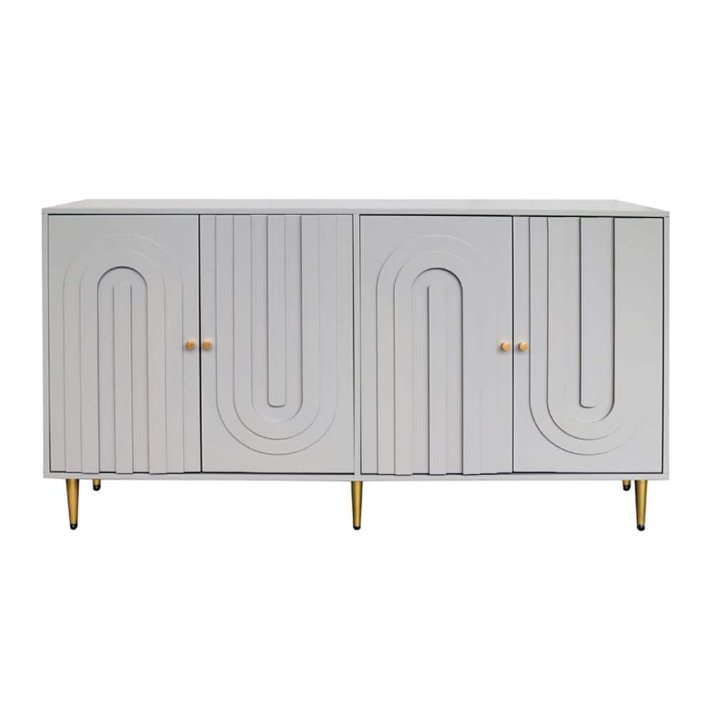 Modern Gray Wood Pantry Organizer, Sideboard Buffet Server Cabinet with 4 D