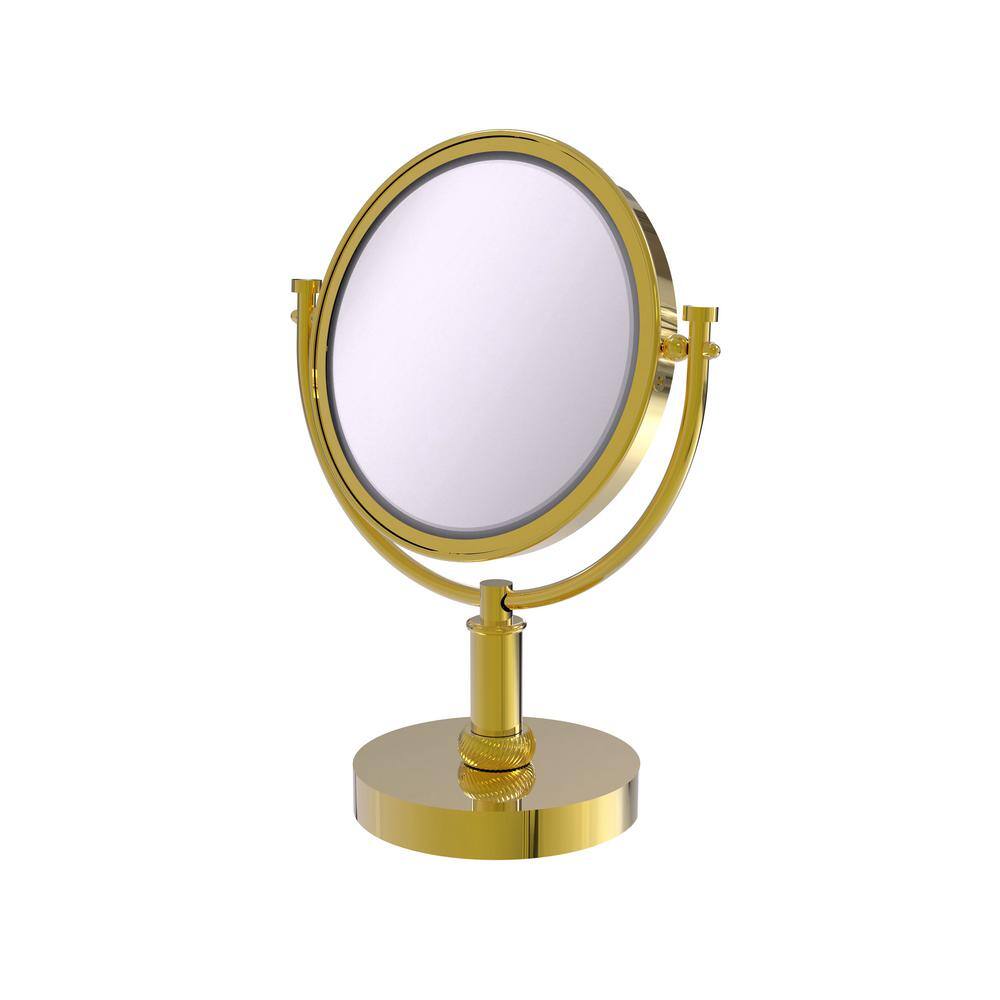 Allied Brass 8 in. Vanity Top Makeup Mirror 4X Magnification in Polished Brass -  DM-4T/4X-PB