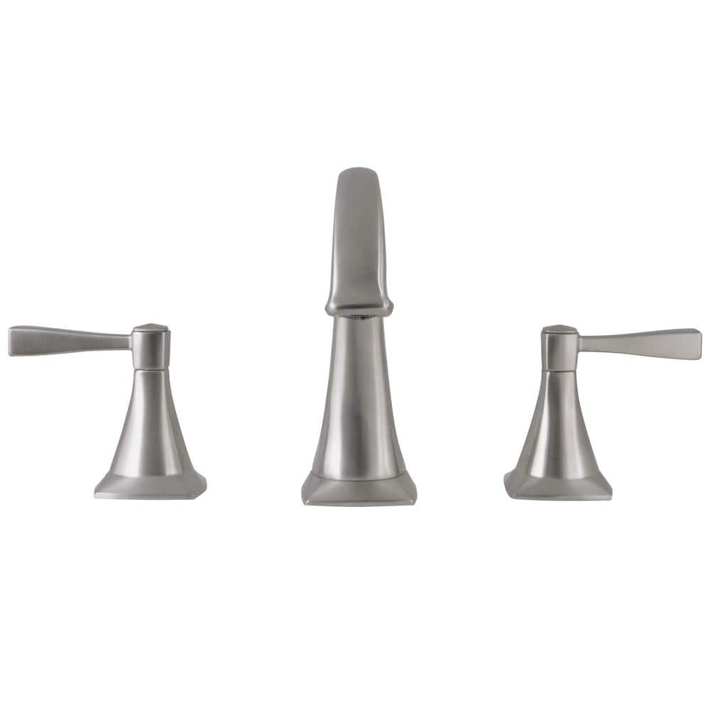 Perth Satin Nickel 8-Inch Dual Handle Modern Bathroom Faucet