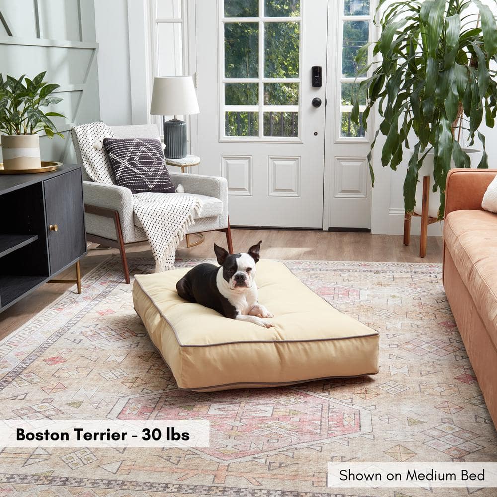 Medium Cream Microfiber Rectangle Pillow Dog Bed