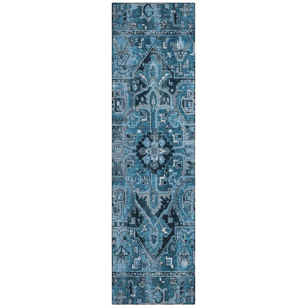 Chantille ACN570 Blue 2 ft. 3 in. x 7 ft. 6 in. Machine Washable Indoor/Outdoor Geometric Runner Rug