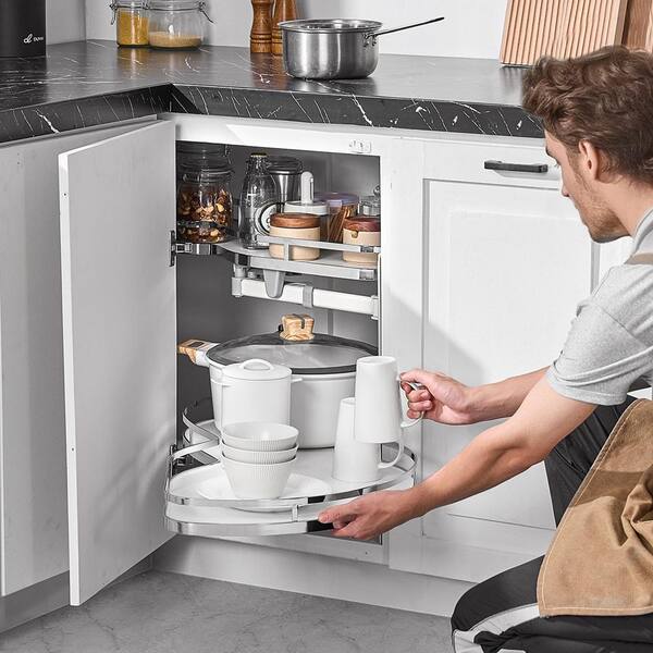 Swing Right Blind Corner Cabinet Pull Out for 36 in. Cabinet 2-Tier Swing Tray Soft Close Cloud Blind Organizer