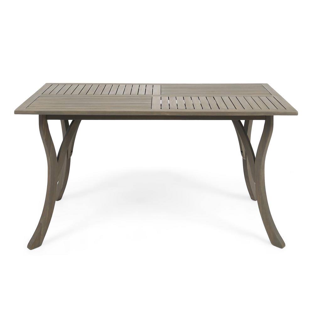 Hermosa Farmhouse Gray Acacia Wood Rectangular Dining Table