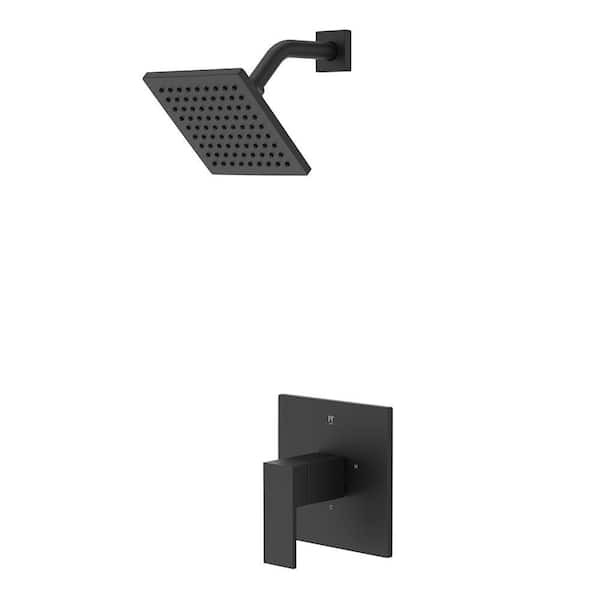 Dumont 1-Handle Wall Mount Shower Faucet Trim Kit in Spot Defense Matte Black (Valve Not Included)