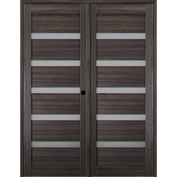 Belldinni Leora X Left Hand Active Lite Frosted Glass Gray Oak Finished Wood