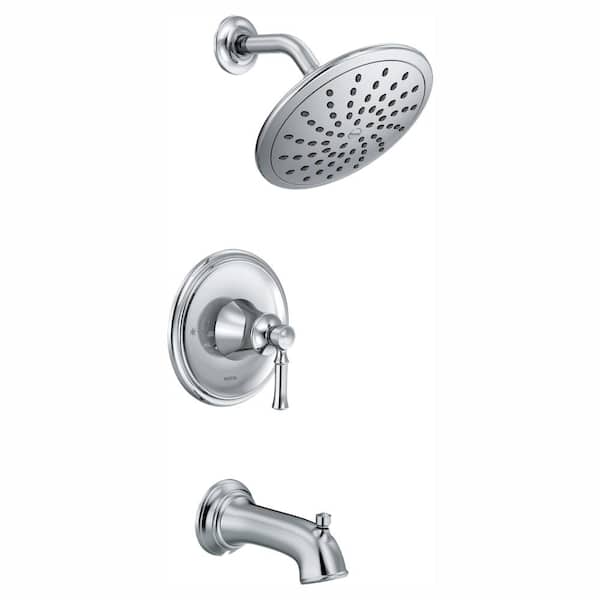 MOEN Dartmoor Posi-Temp Rain Shower Single-Handle Tub and Shower Faucet Trim Kit in Chrome (Valve Not Included)