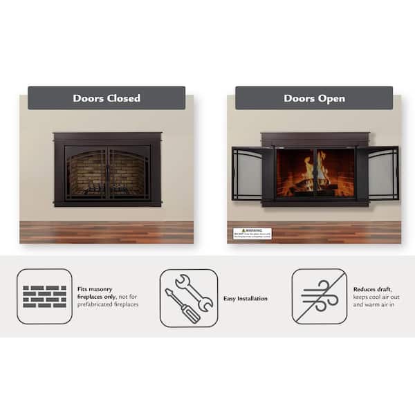 Pleasant Hearth Fenwick Medium Glass Fireplace Doors FN-5701 - The