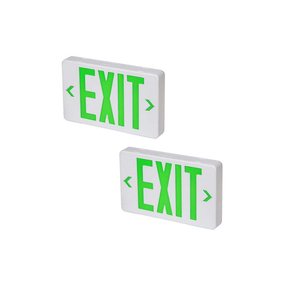 1-Watt 120/277-Volt Integrated LED Green Exit Sign with Battery Backup, Hardwired Exit Signs for Business, 2-Pack price history on PriceWatchPro