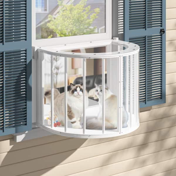 VEIKOUS Stylish Arched Cat Window Catio with Transparent Plexiglass for Napping and Sunbathing
