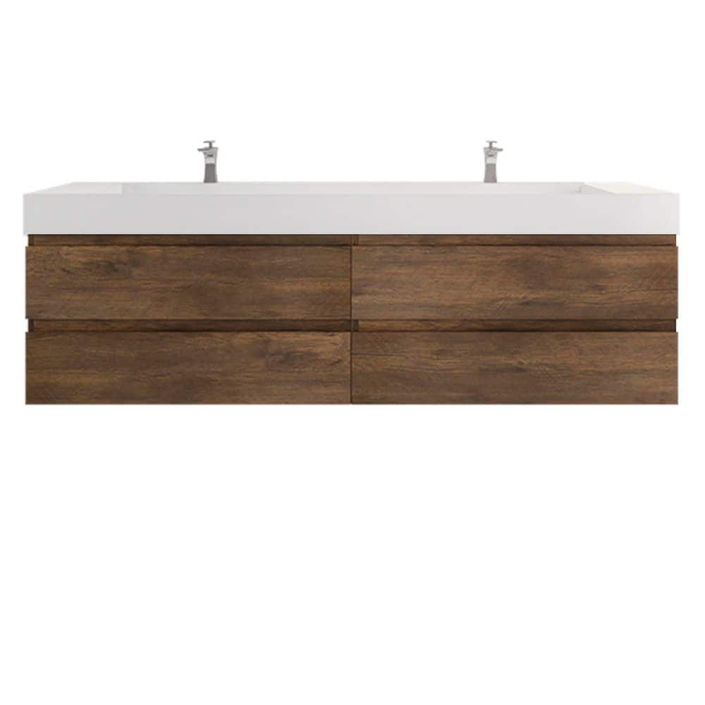 Monterey 84 in. W x 20 in. D x 26 in. H Double Sink Floating Bath Vanity in Rose Wood with White Acrylic Top price history on PriceWatchPro