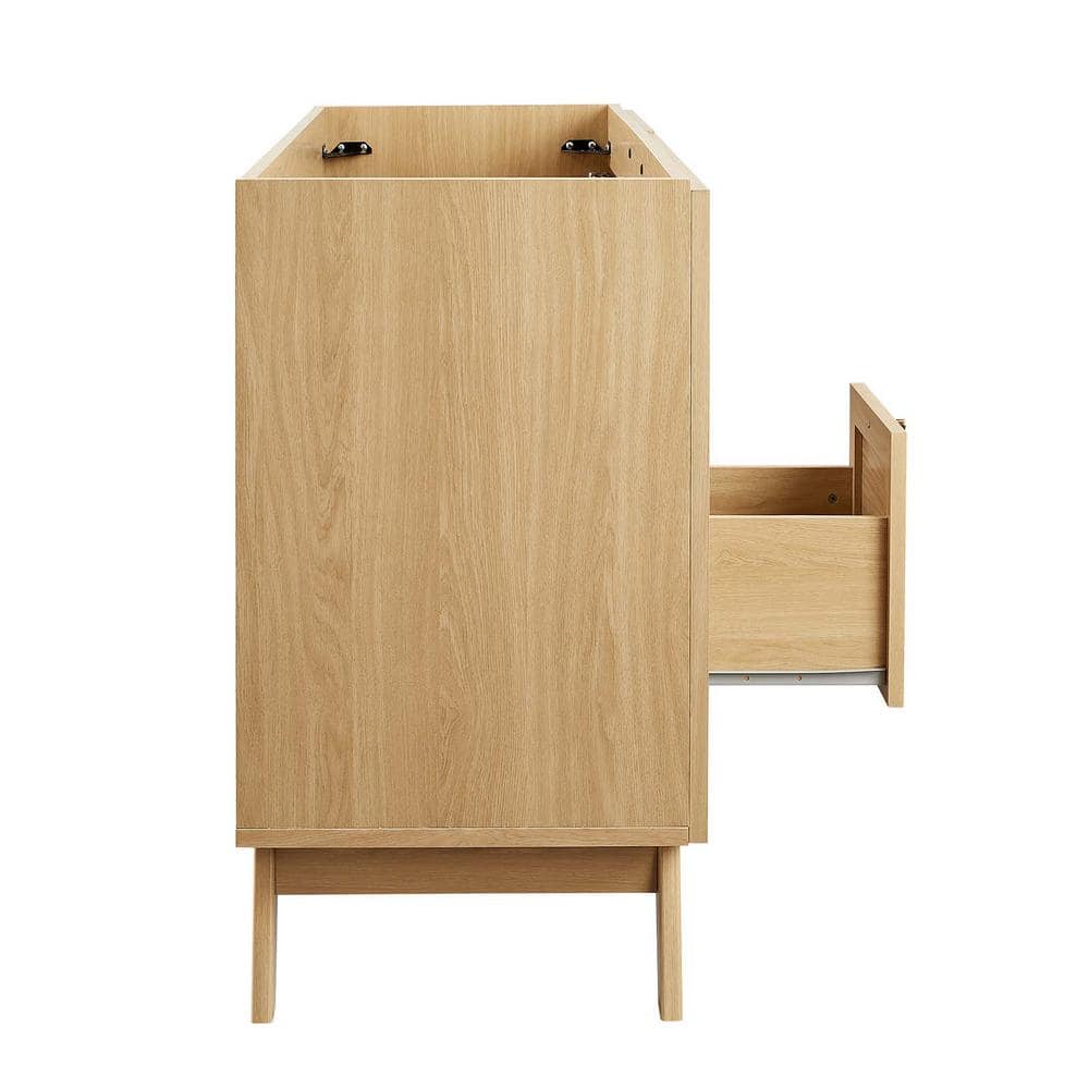 Soma 47'' Oak Freestanding Double Bathroom Vanity with Rattan Weave