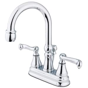 Royale 4 in. Centerset 2-Handle Bathroom Faucet with Brass Pop-Up in Polished Chrome
